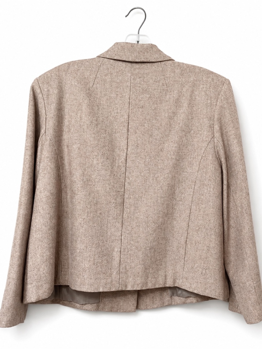 Merona Women’s XL Wool Blend Cropped Blazer Jacket Neutral Beige 3/4 Sleeve - Picture 3 of 10
